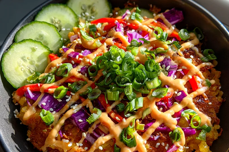 Fresh ingredients for Crispy Asian Rice Salad