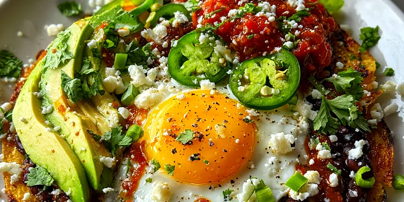 Delicious Crispy Avocado Breakfast Tostada served on a plate