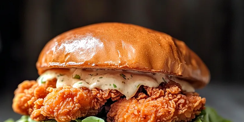 A beautifully plated Crispy Chicken Caesar Delight showcasing crunchy chicken strips on a bed of fresh Romaine lettuce.