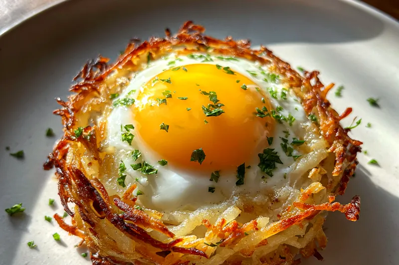 Cooking process for Crispy Potato Egg Nest