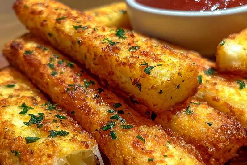 Fresh ingredients for Crunchy Mozzarella Sticks Delight