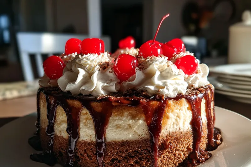 Fresh ingredients for Decadent Chocolate Cherry Cheesecake