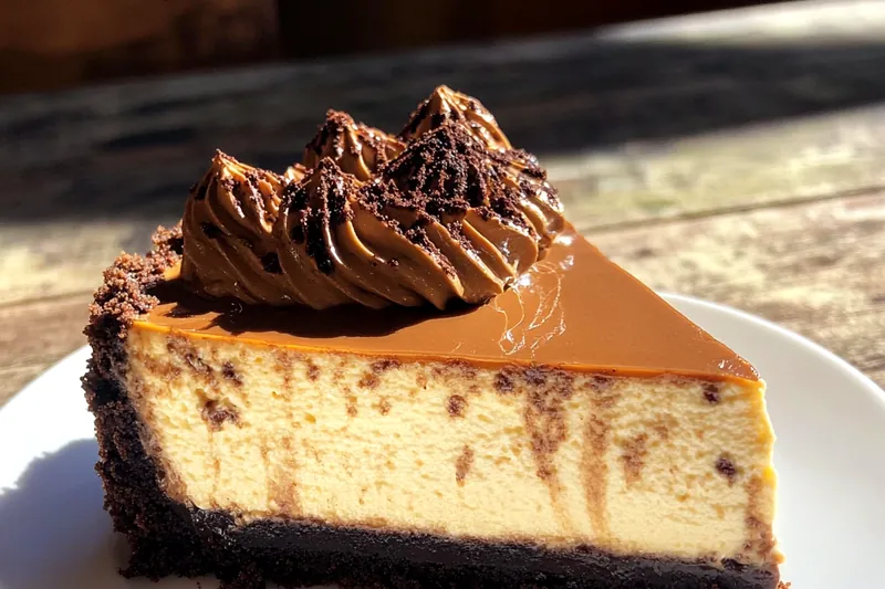 A variety of ingredients laid out for making Decadent Espresso Cheesecake, including cream cheese, espresso powder, and graham crackers.