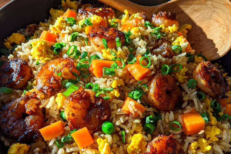 Cooking process for Flavorful Shrimp Fried Rice