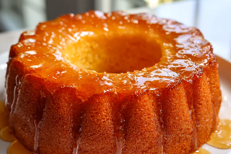 Baking process of the French Butter Cake in the oven.
