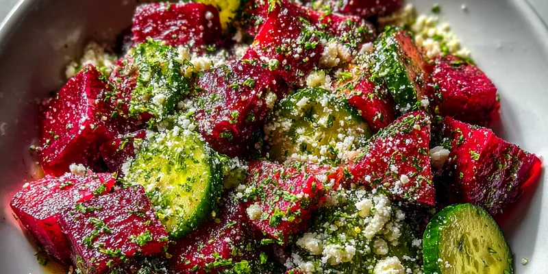 Fresh Beetroot and Cucumber Salad with Feta