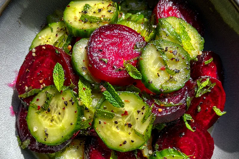 Fresh ingredients for Fresh Beetroot Cucumber Salad