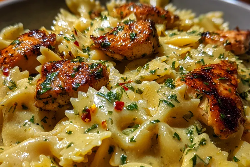 Cooking process for Garlic Butter Chicken Pasta