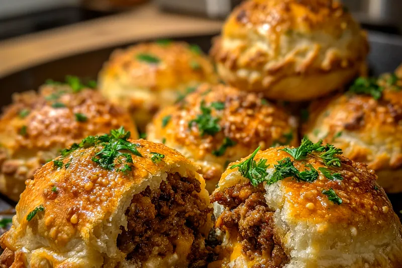 A variety of fresh ingredients including ground beef, cheese, and seasonings for Savory Cheeseburger Bombs.