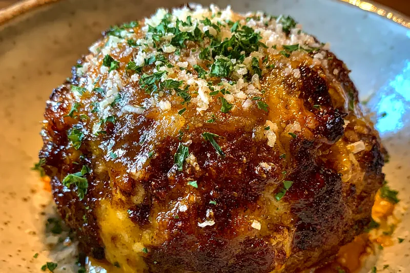 Ingredients for Garlic Parmesan Cheeseburger Delights arranged on a wooden table.
