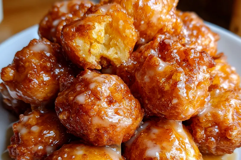 Cooking process for Glazed Apple Fritter Bites