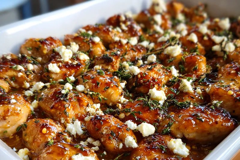 Cooking process for Glazed Honey Feta Chicken
