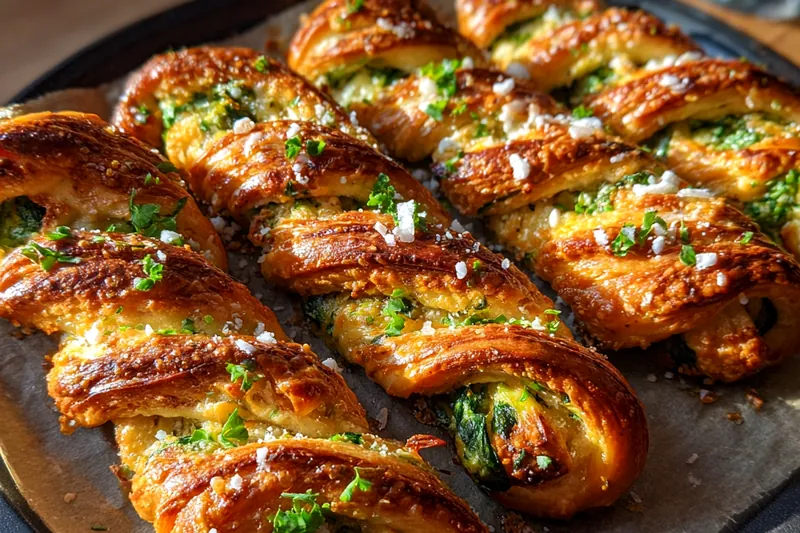 Cooking process for Golden Spinach Cheese Twists