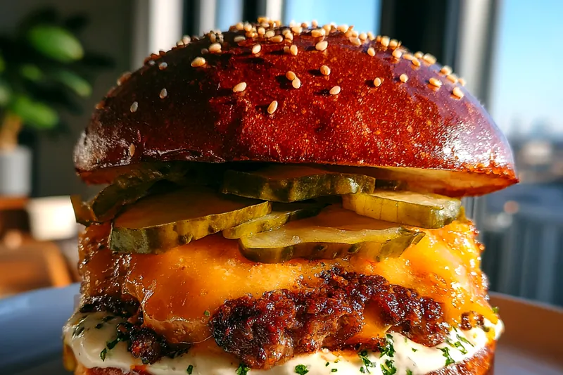 Cooking process for Gourmet Double Cheeseburger