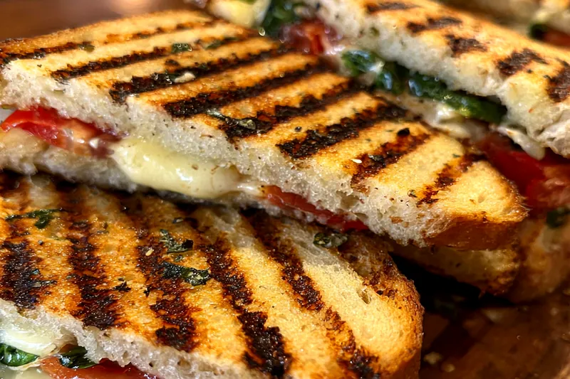 Cooking process for Grilled Cheese Bruschetta Sandwich