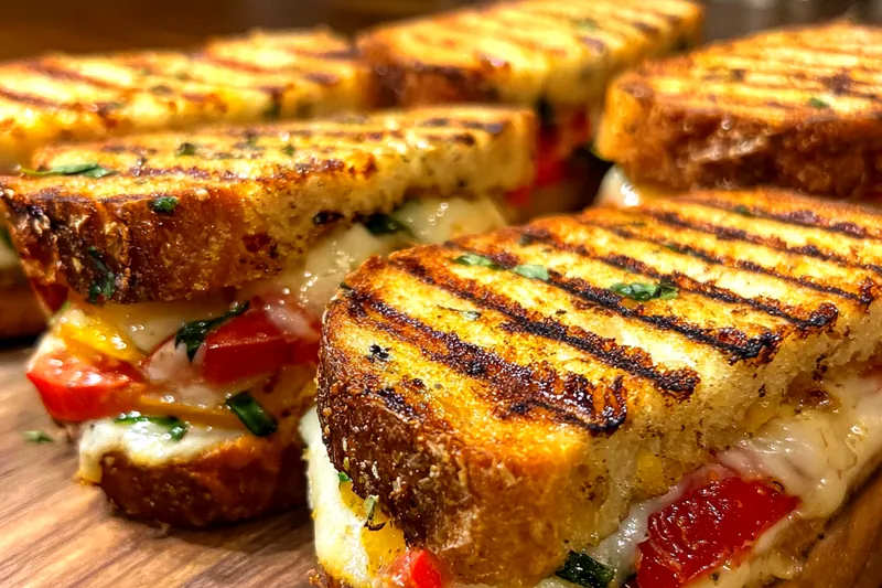 Fresh ingredients for Grilled Cheese Bruschetta Sandwich