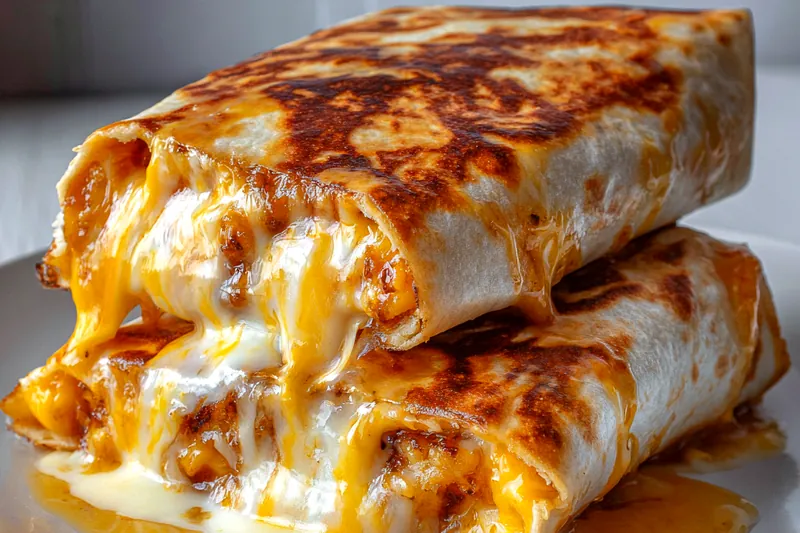 Ingredients for Grilled Cheese Burrito laid out on a kitchen counter