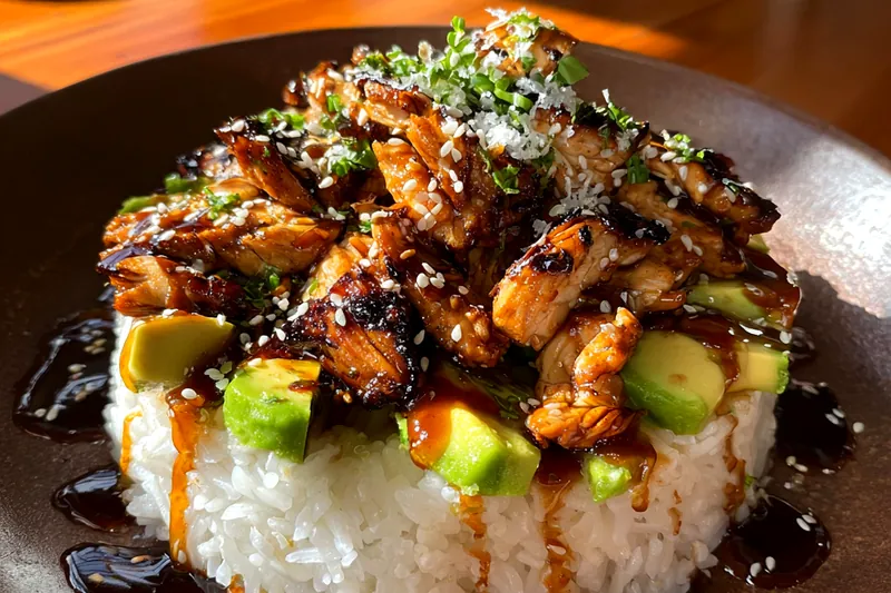 Fresh ingredients for Grilled Chicken Avocado Stack