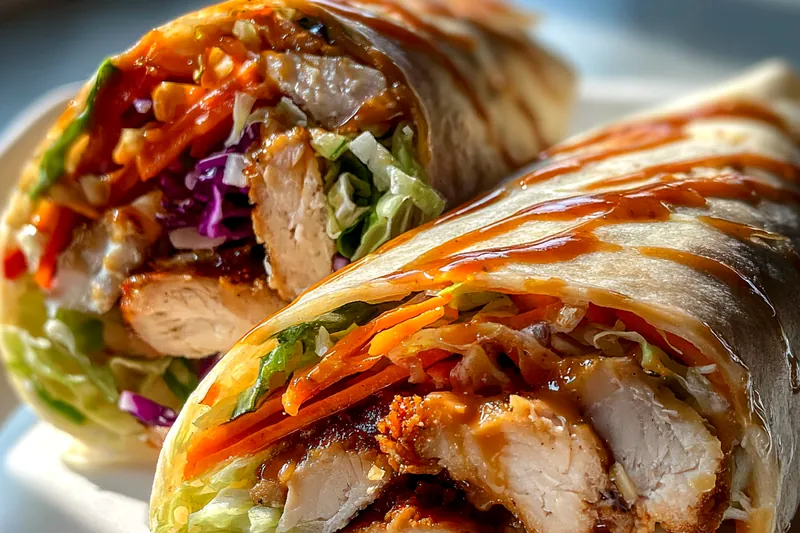 Fresh ingredients for Grilled Chicken Peanut Wraps