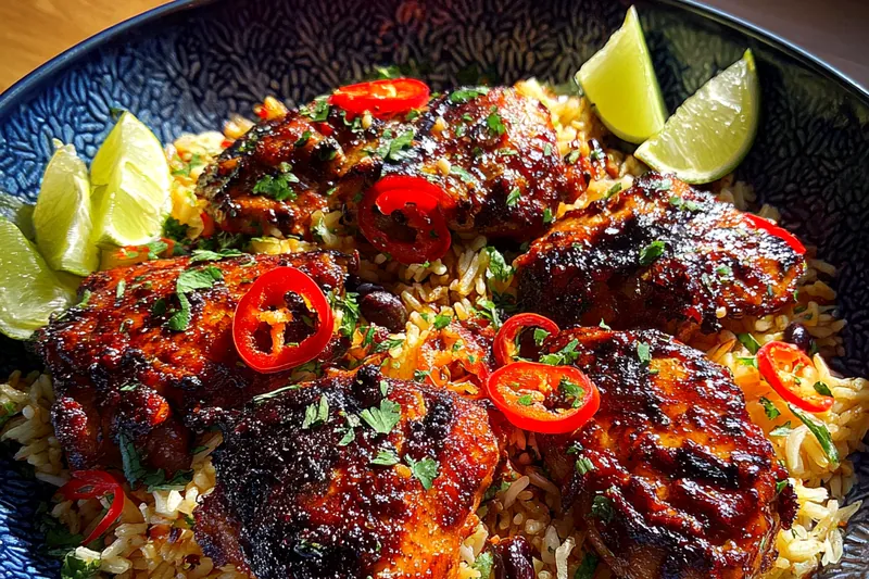 Fresh ingredients for Grilled Chicken Rice Platter