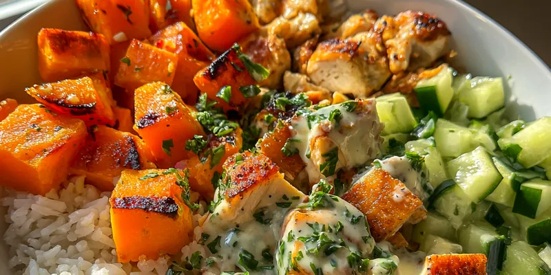 Delicious Grilled Chicken Sweet Potato Bowl served on a plate