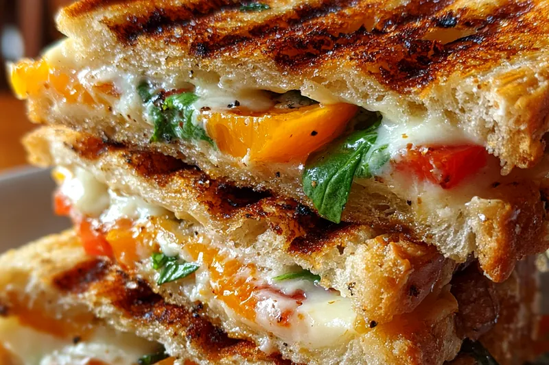 Cooking process for Grilled Peach Cheddar Sandwich