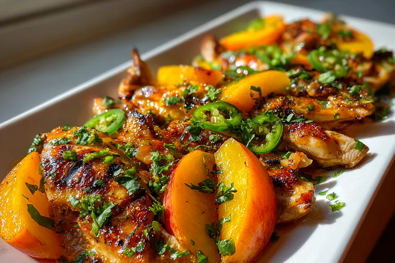 Fresh ingredients for Grilled Peach Jalapeño Chicken