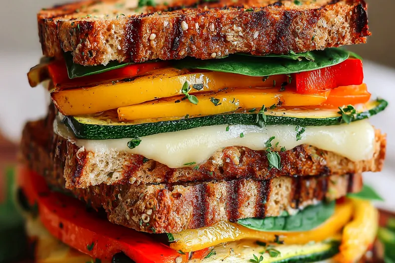Fresh ingredients for Grilled Veggie Mozzarella Sandwich