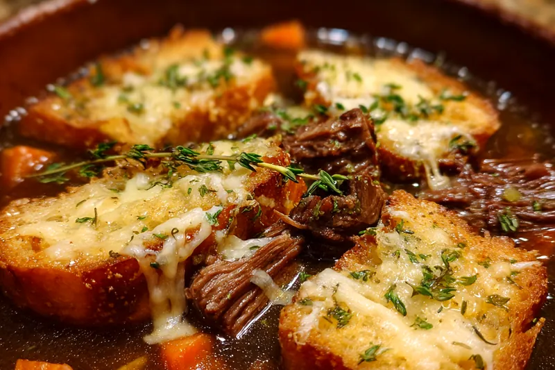 Fresh ingredients for Hearty Beef Onion Soup