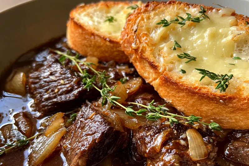 Fresh ingredients for Hearty Beef Onion Stew