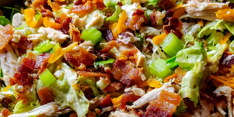 Delicious Hearty Chicken Bacon Salad served on a plate
