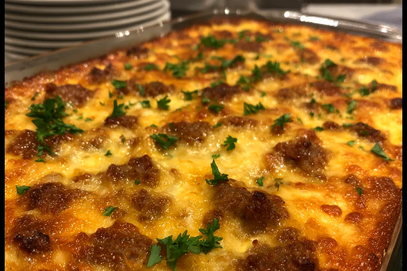 Fresh ingredients for Hearty Sausage Egg Casserole