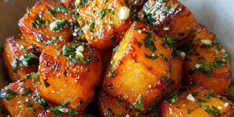 Delicious Herb Roasted Sweet Potatoes served on a plate
