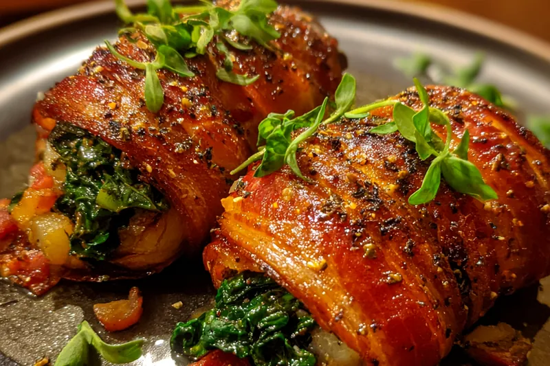 Cooking process for Herb Stuffed Chicken Rolls