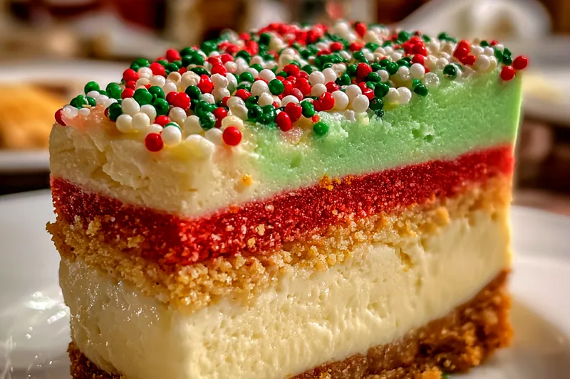 A beautifully baked Holiday Cheesecake Extravaganza cooling on the kitchen counter.