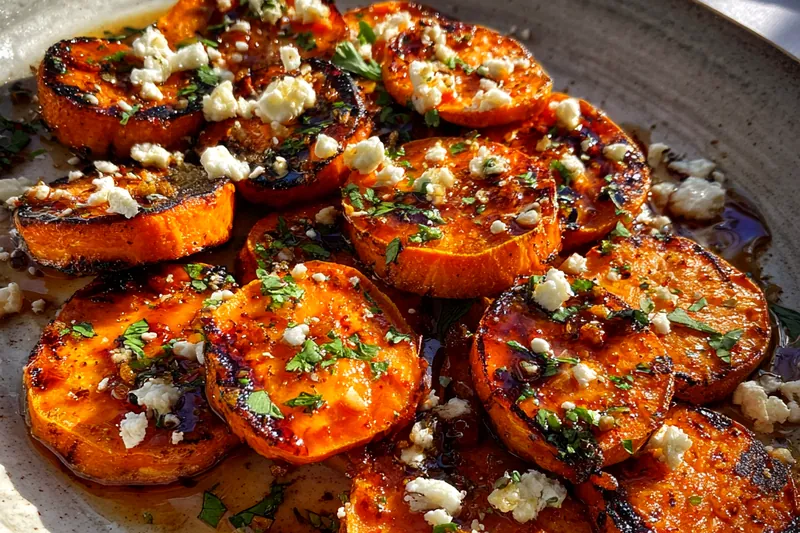 Cooking process for Honey Feta Sweet Potatoes