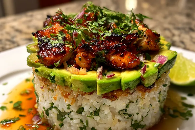 Cooking process for Honey Lime Chicken Stack