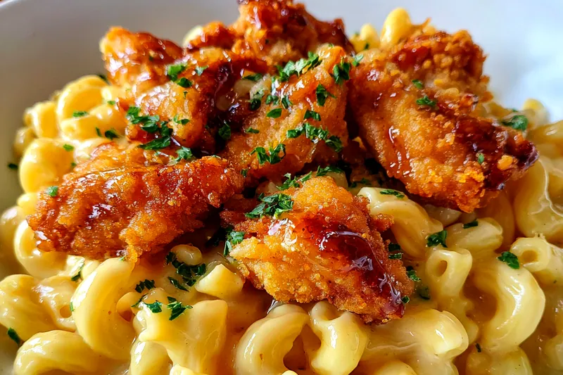 Cooking process for Honey Pepper Chicken Macaroni