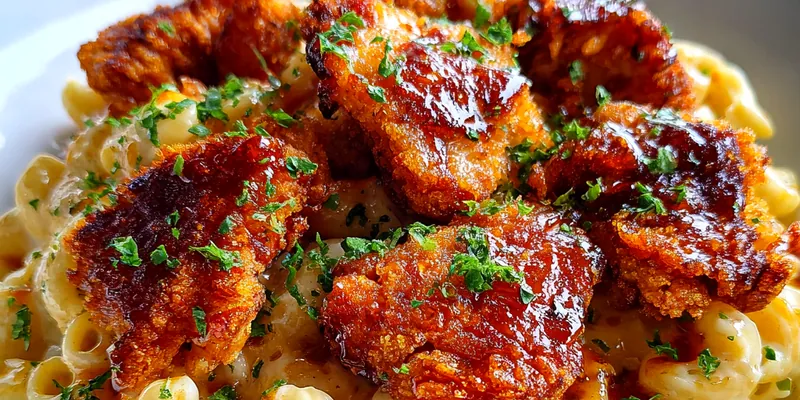 Delicious Honey Pepper Chicken Macaroni served on a plate