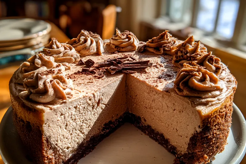 Baking the Hot Chocolate Cheesecake in the oven.