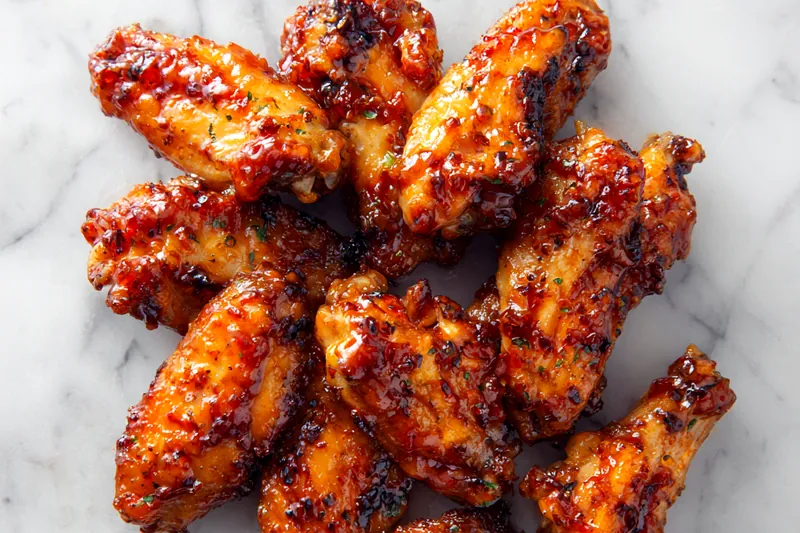 Cooking Hot Honey Peach Wings in the oven