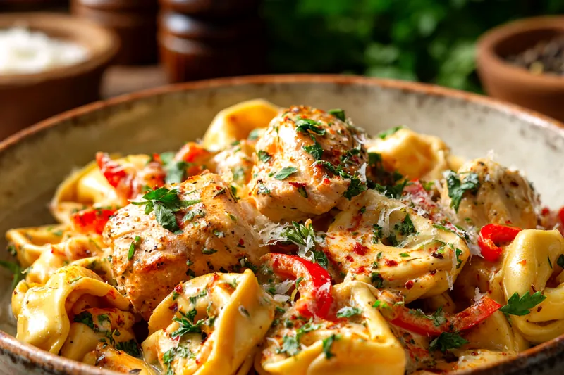 Fresh ingredients for Cajun Chicken Tortellini