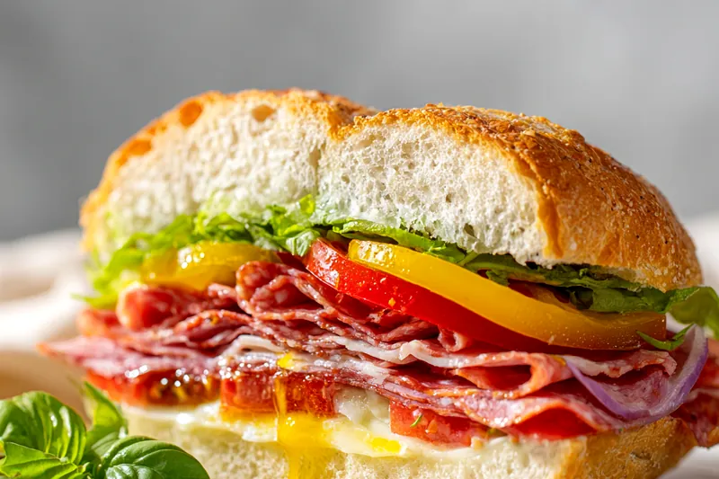 Fresh ingredients for Italian Grinder Salad Sandwich