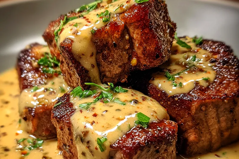 Fresh ingredients for Juicy Steak with Garlic Sauce