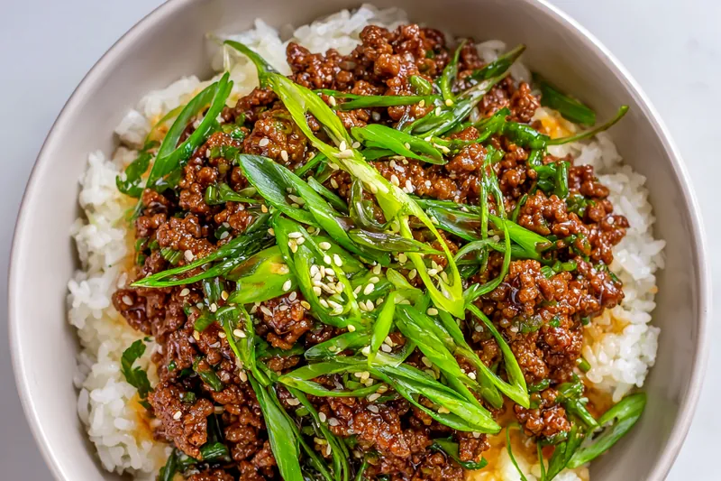 Cooking Korean Ground Beef in a skillet