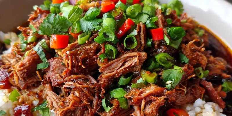 Delicious Korean Style Braised Beef served on a plate
