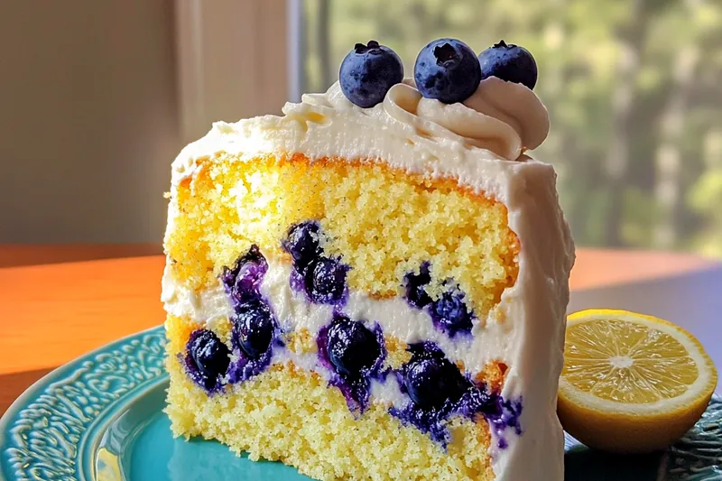 Fresh blueberries, lemons, eggs, and other ingredients for Delicious Lemon Blueberry Delight arranged on a wooden countertop.