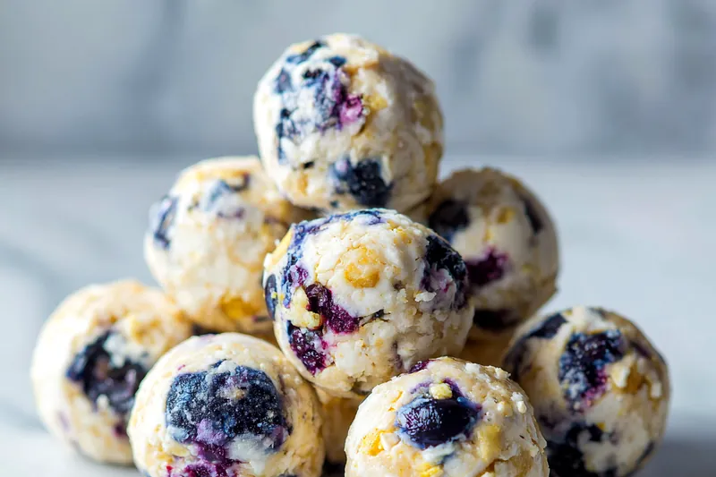 Ingredients laid out for Lemon Blueberry Protein Bites