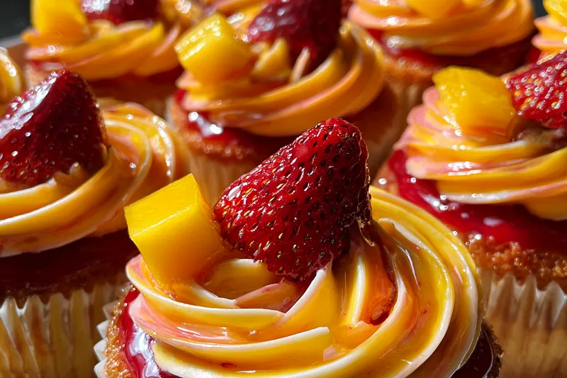 Cooking process for Mango Strawberry Cupcake Delight