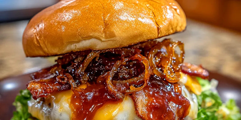 Delicious Maple Bourbon BBQ Bacon Burger